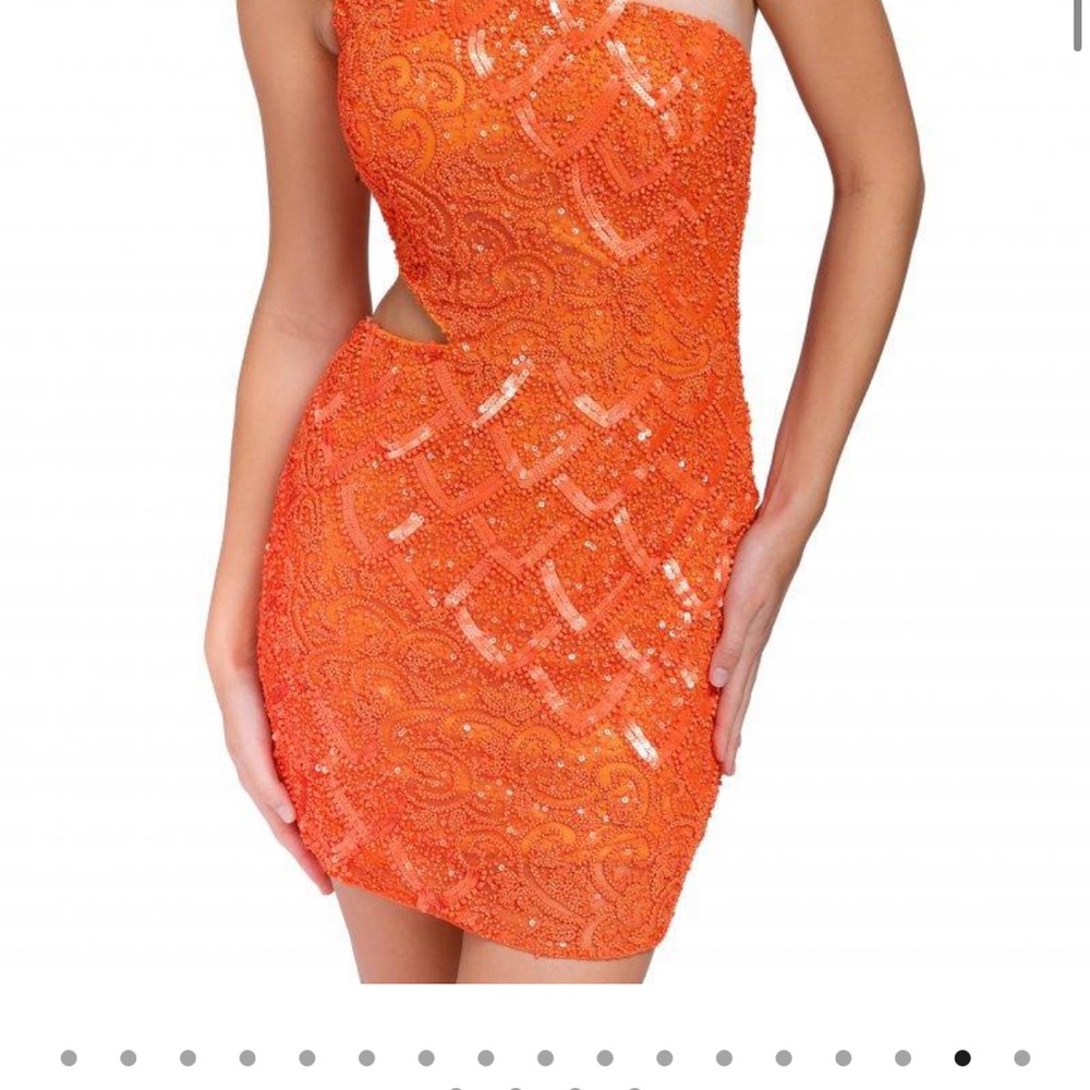 Primavera Couture Radiant Orange Beaded Dress